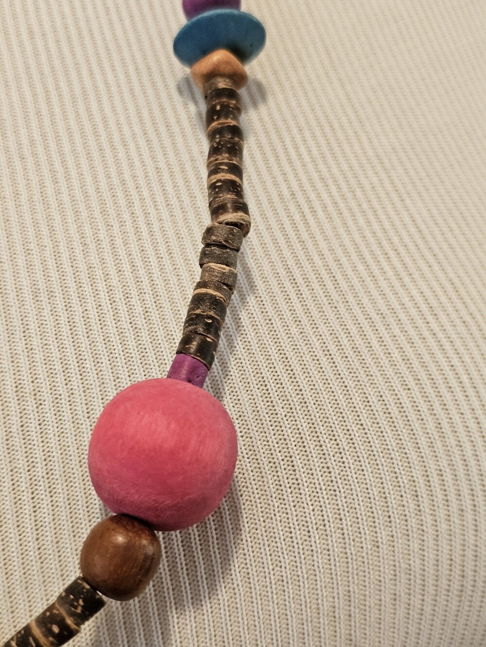 Handcrafted Multi-color Wood Bead Necklace - Picture 3 of 7